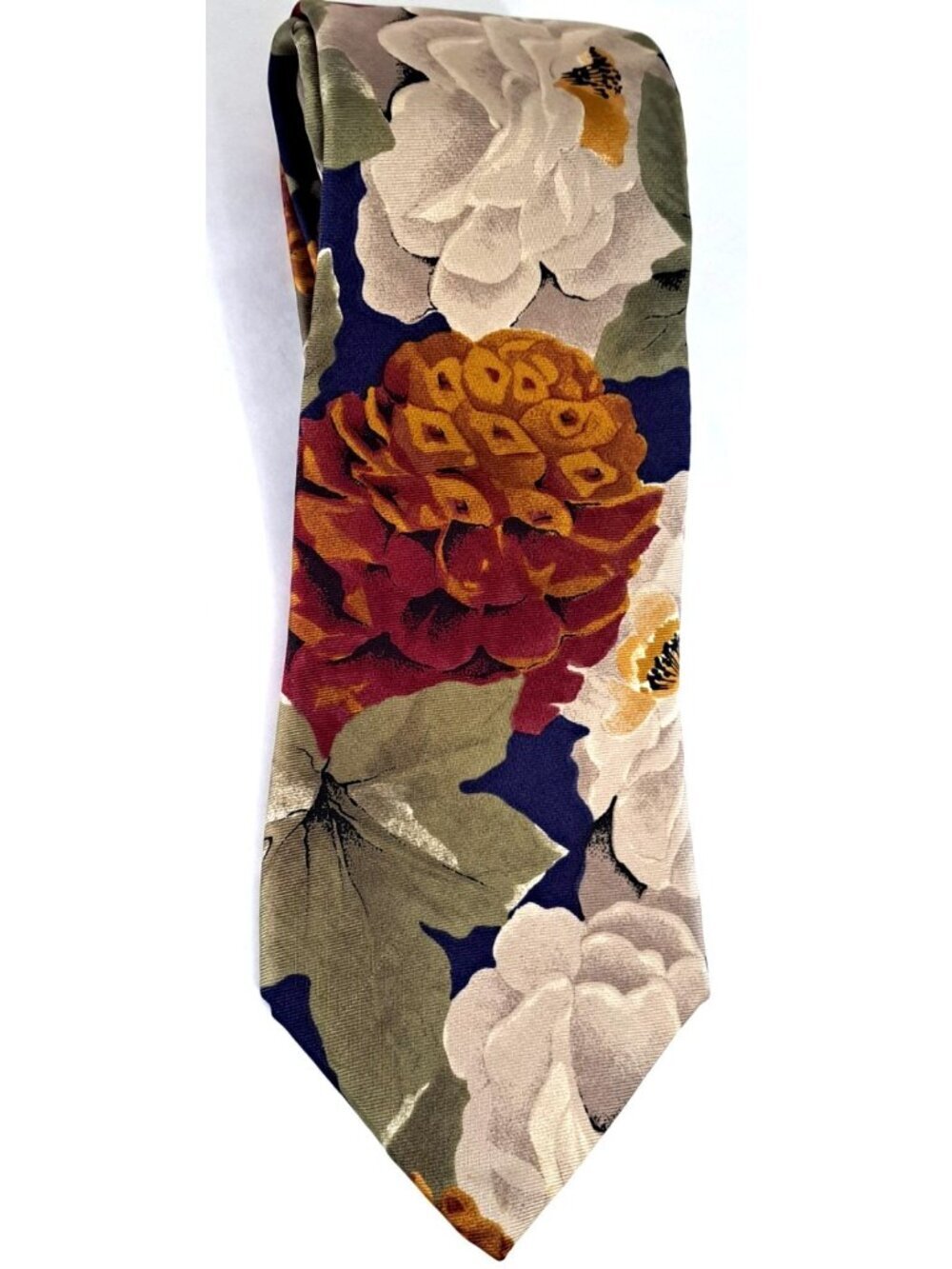 Bugati Men's Silk Floral 56" Long Multicolor Magnolia Print Wide Tie